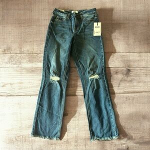 Oat New York High Rise Relaxed Straight Fringe Hem Jeans